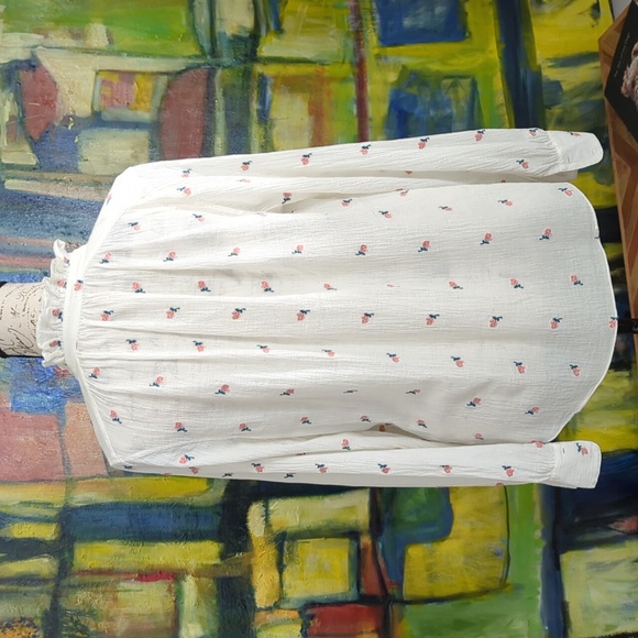 La Vie Rebecca Taylor for Anthropologie Rosebud Embroidered Button Down Blouse L - Picture 11 of 13